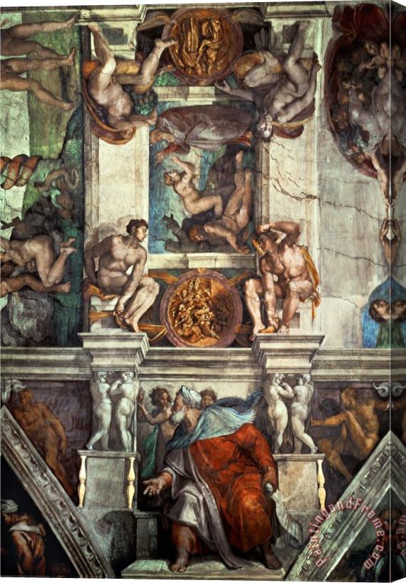 Michelangelo Buonarroti The Sistine Chapel Creation of Eve The Prophet Ezekiel Stretched Canvas Print / Canvas Art