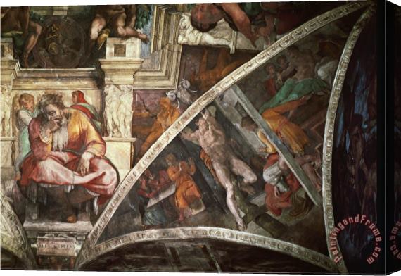 Michelangelo Buonarroti The Sistine Chapel The Prophet Jeremiah The Punishment of Aman Book Esther Stretched Canvas Painting / Canvas Art
