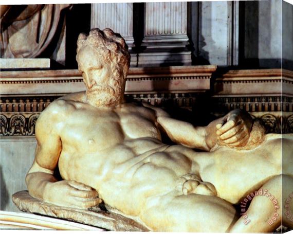 Michelangelo Buonarroti Tomb of Lorenzo De Medici Detail of Dusk Stretched Canvas Painting / Canvas Art