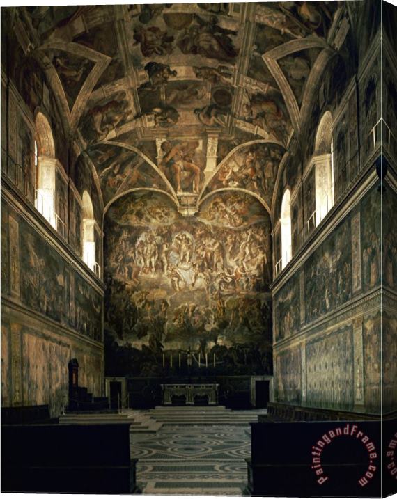 Michelangelo Buonarroti View of The Sistine Chapel Showing The Last Judgement And Part of The Ceiling Before Restoration Stretched Canvas Painting / Canvas Art