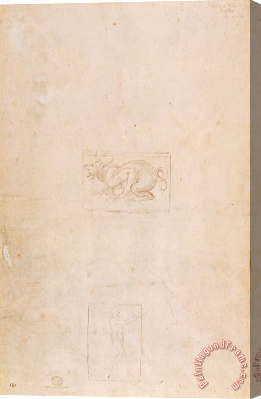 Michelangelo Buonarroti W 54 Study of a Dragon Stretched Canvas Print / Canvas Art