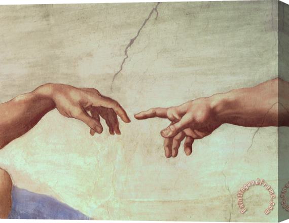 Michelangelo Detail from The Creation of Adam Stretched Canvas Painting / Canvas Art