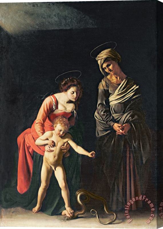 Michelangelo Merisi da Caravaggio Madonna and Child with a Serpent Stretched Canvas Painting / Canvas Art