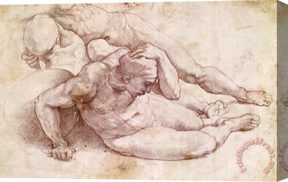 Michelangelo Study of Three Male Figures Stretched Canvas Painting / Canvas Art