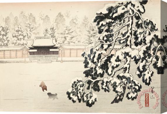 Miki Suizan Imperial Garden, Kyoto, Early Morning (gyo En Nai Yuki No Akatsuki) Stretched Canvas Print / Canvas Art