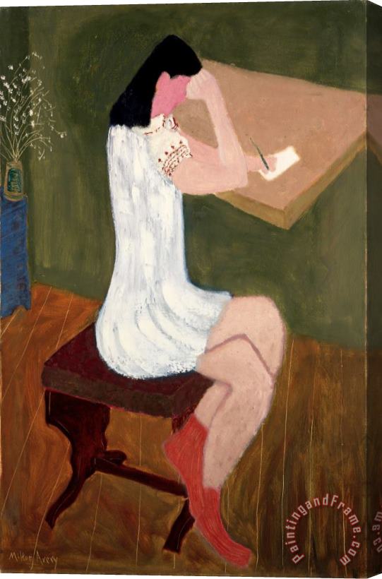 Milton Avery Girl Writing Stretched Canvas Painting / Canvas Art