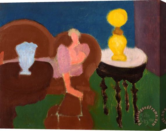 Milton Avery Interior with Yellow Lamp, 1949 Stretched Canvas Painting / Canvas Art
