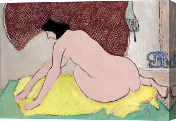 Milton Avery Nude on a Yellow Blanket Stretched Canvas Print / Canvas Art