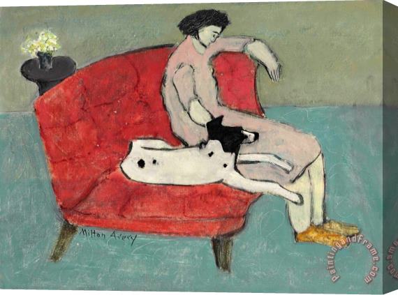 Milton Avery Seated Woman with Dog Stretched Canvas Painting / Canvas Art