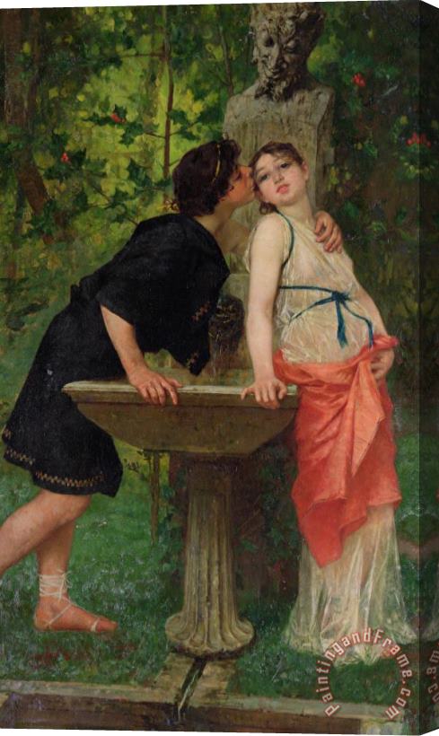 Modesto Faustini Lovers by a Fountain Stretched Canvas Painting / Canvas Art