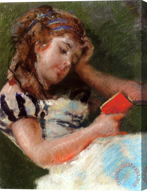 Mose Bianchi A Young Girl Reading Stretched Canvas Painting / Canvas Art