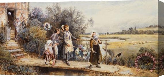 Myles Birket Foster May Day Garlands Stretched Canvas Painting / Canvas Art