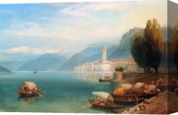Bellano on Lake Como Canvas Prints - Lake Como by Myles Birket Foster, R.w.s