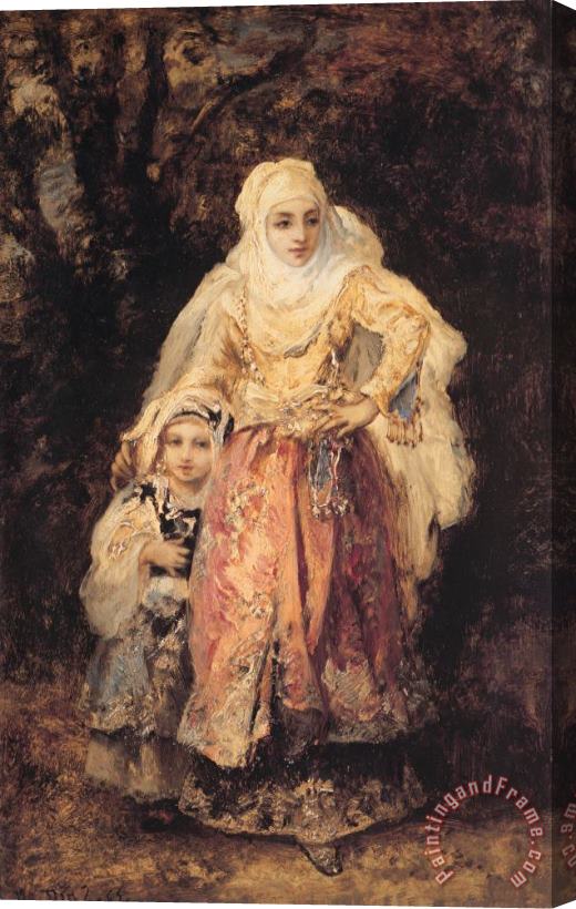 Narcisse Virgile Diaz de la Pena Oriental Woman And Her Daughter Stretched Canvas Painting / Canvas Art