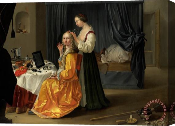 Netherlandish School Lady At Her Toilet Stretched Canvas Painting / Canvas Art