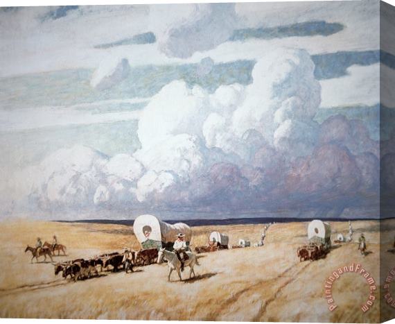 Newell Convers Wyeth Covered Wagons Heading West Stretched Canvas Painting / Canvas Art