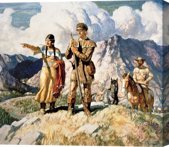 Newell Convers Wyeth Sacagawea with Lewis and Clark during their expedition of 1804-06 Stretched Canvas Painting / Canvas Art