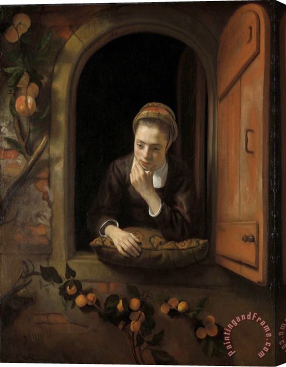 Nicolaes Maes Girl at a Window, Known As 'the Daydreamer' Stretched Canvas Painting / Canvas Art