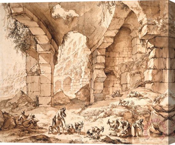 Nicolaes Pietersz Berchem Gezicht Op De Ruines Van Het Colosseum Stretched Canvas Print / Canvas Art