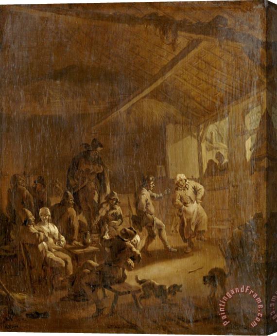 Nicolaes Pietersz Berchem Peasants Dancing in a Barn Stretched Canvas Painting / Canvas Art