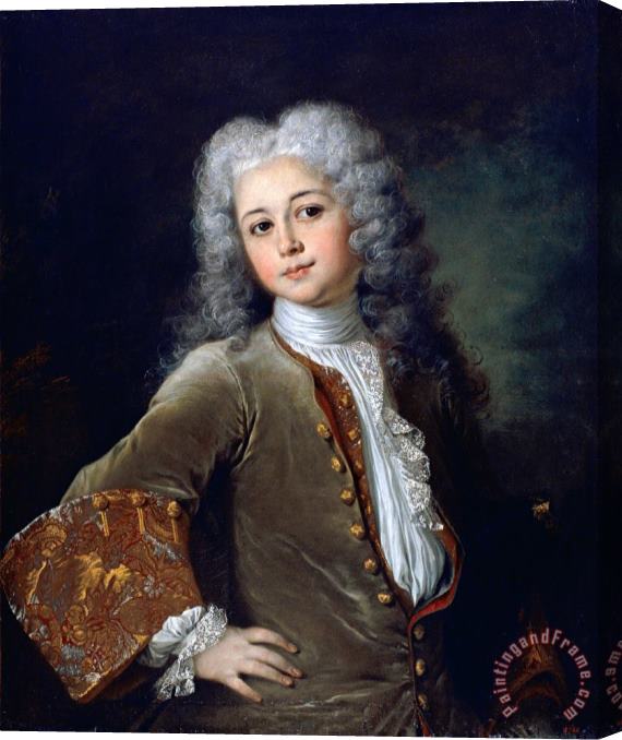 Nicolas de Largilliere Portrait of a Young Man with a Wig Stretched Canvas Painting / Canvas Art