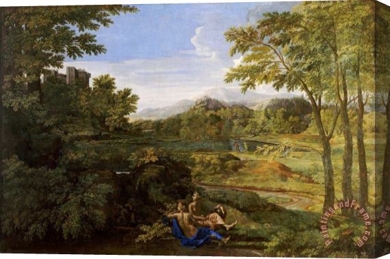 Nicolas Poussin Paysage Avec Deux Nymphes Et Un Serpent Stretched Canvas Painting / Canvas Art