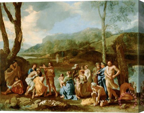 Nicolas Poussin Saint John Baptizing in The River Jordan Stretched Canvas Painting / Canvas Art