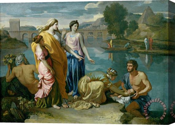 Nicolas Poussin The Finding of Moses Stretched Canvas Painting / Canvas Art