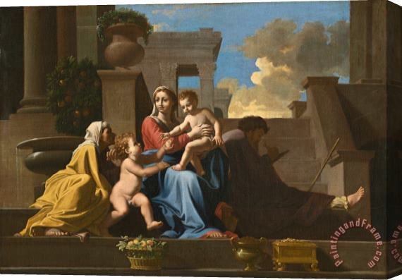 Nicolas Poussin The Holy Family On The Steps Stretched Canvas Painting / Canvas Art