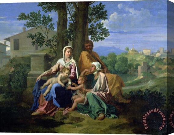 Nicolas Poussin The Holy Family with SS John Elizabeth and the Infant John the Baptist Stretched Canvas Painting / Canvas Art