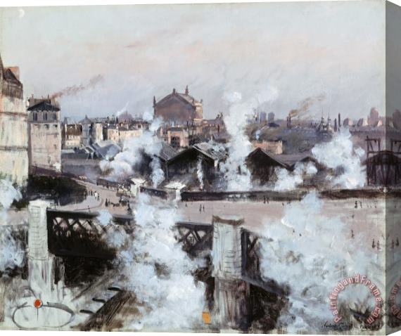 Norbert Goeneutte View of St. Lazare Railway Station, Paris Stretched Canvas Print / Canvas Art