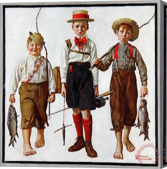Norman Rockwell Catch The 1919 Stretched Canvas Painting / Canvas Art