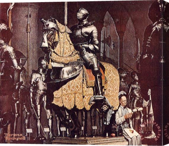 Norman Rockwell Lunch Break with a Knight Stretched Canvas Painting / Canvas Art