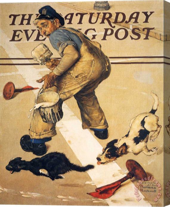 Norman Rockwell Road Line Painter S Problem 1937 Stretched Canvas Print / Canvas Art