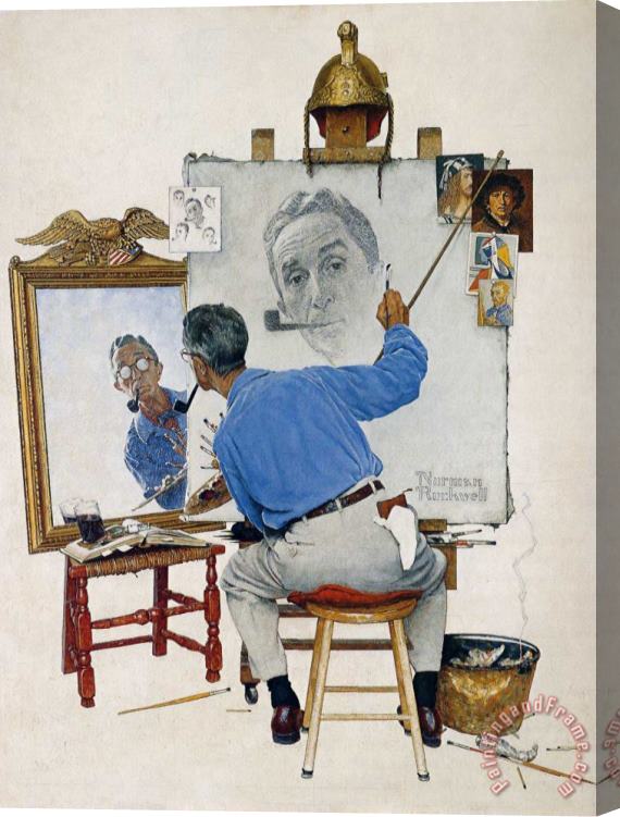 Norman Rockwell Self Portrait Stretched Canvas Print / Canvas Art