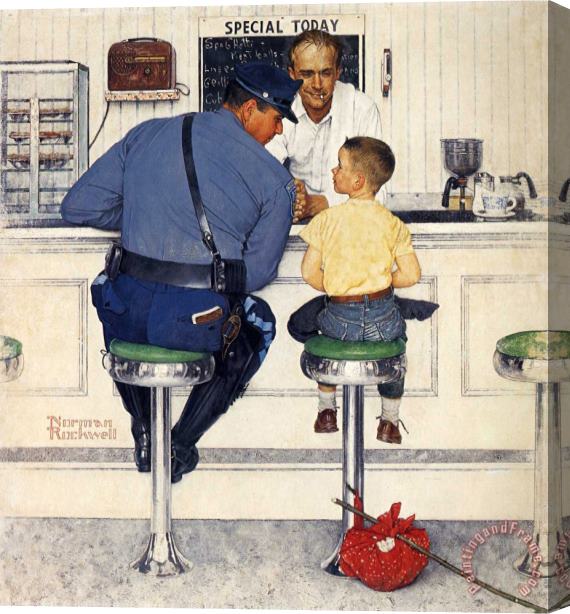 Norman Rockwell The Runaway 1958 Stretched Canvas Painting / Canvas Art