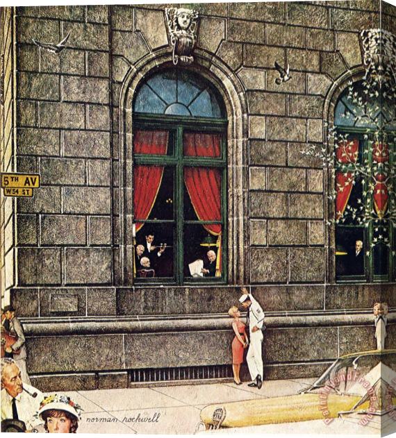 Norman Rockwell University Club Stretched Canvas Painting / Canvas Art
