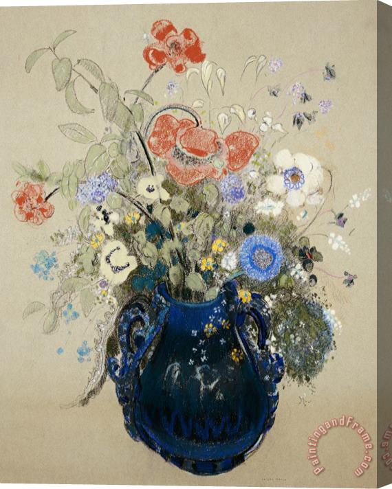 Odilon Redon A Vase Of Blue Flowers Stretched Canvas Painting / Canvas Art