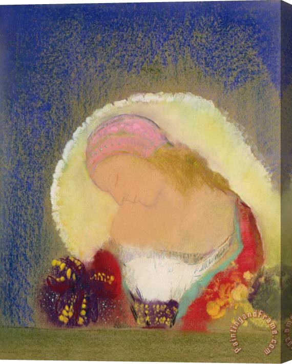 Odilon Redon Profile Of A Girl With Flowers Stretched Canvas Print / Canvas Art