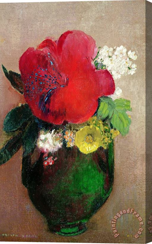 Odilon Redon The Red Poppy Stretched Canvas Painting / Canvas Art