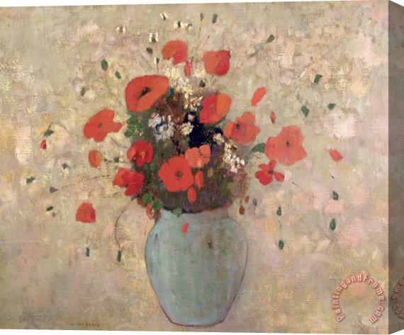 Odilon Redon Vase Of Poppies Stretched Canvas Painting / Canvas Art