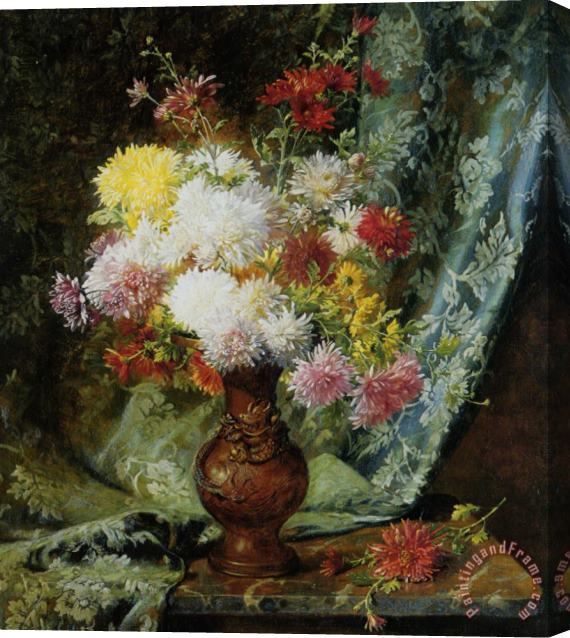 Olaf August Hermansen Still Life with Daises in Japanese Vase Stretched Canvas Print / Canvas Art