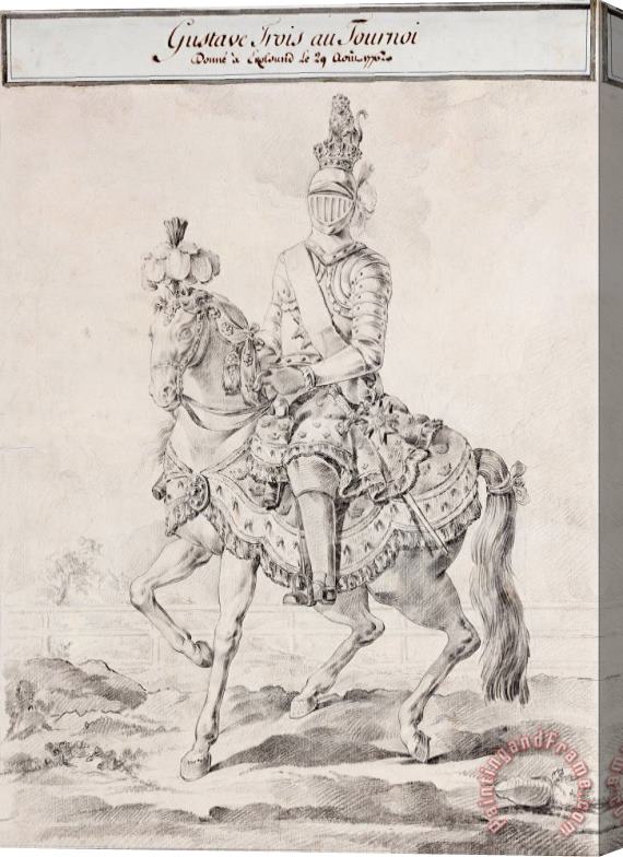 Olof Fridsberg Gustav III in Harness on Horse Back 1776 Stretched Canvas Painting / Canvas Art