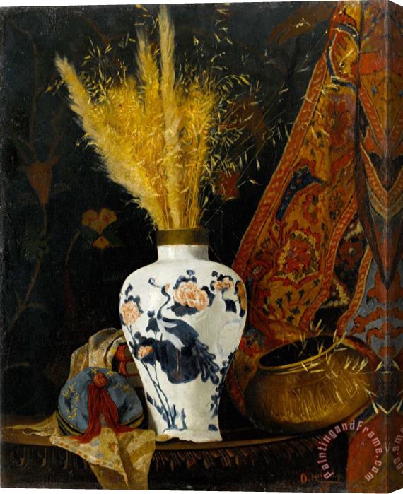 Osman Hamdi Bey Beyaz Vazoda Cicekler , Flowers in a White Vase Stretched Canvas Painting / Canvas Art