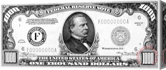 Others 1,000 Dollar Bill Stretched Canvas Print / Canvas Art