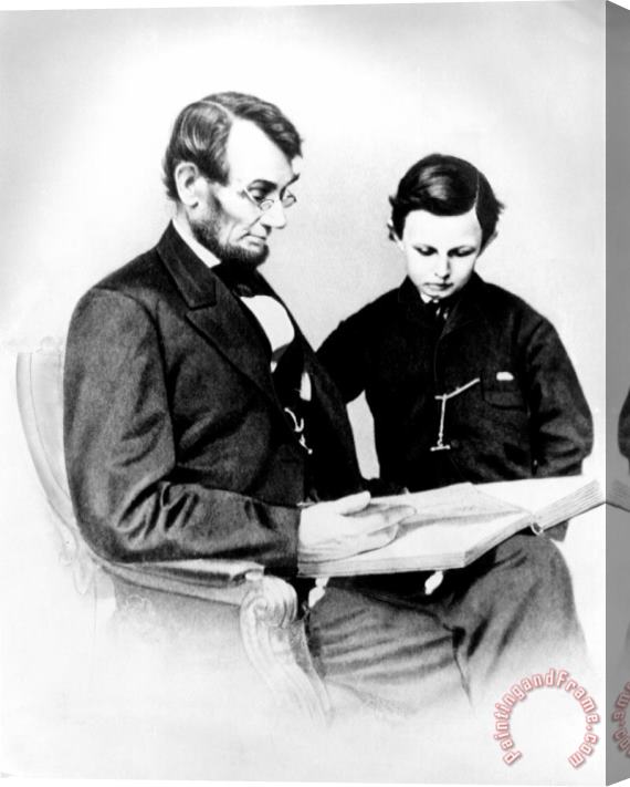 Others Abraham Lincoln And Tad Stretched Canvas Painting / Canvas Art