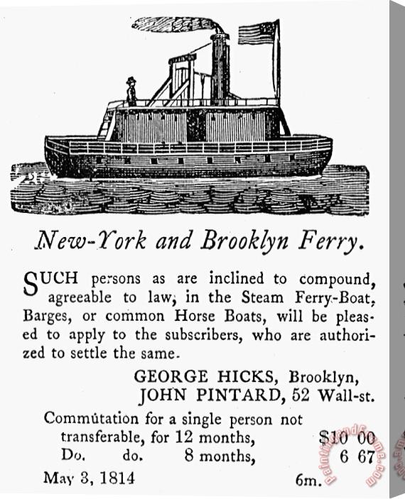 Others Brooklyn Ferry, 1814 Stretched Canvas Painting / Canvas Art
