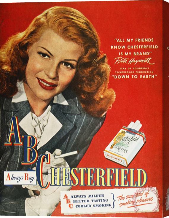 Others Chesterfield Cigarette Ad Stretched Canvas Print / Canvas Art