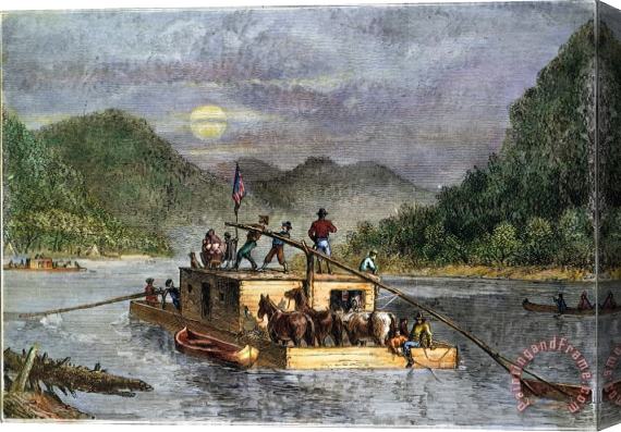 Others FLATBOAT, 19th CENTURY Stretched Canvas Print / Canvas Art