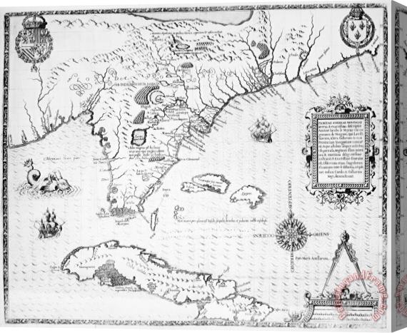 Others Florida: Map, 1591 Stretched Canvas Painting / Canvas Art